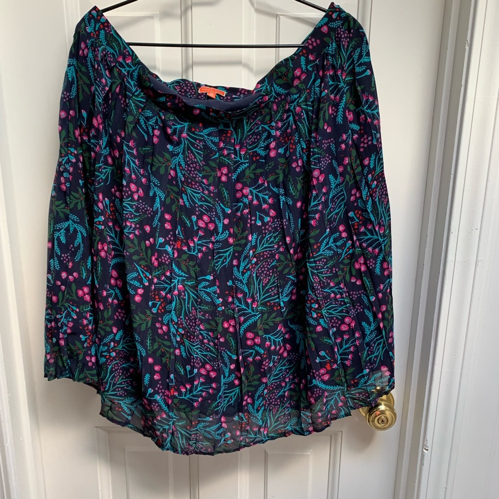 ModCloth Navy  Floral Pleated Skirt - Picture 4 of 7